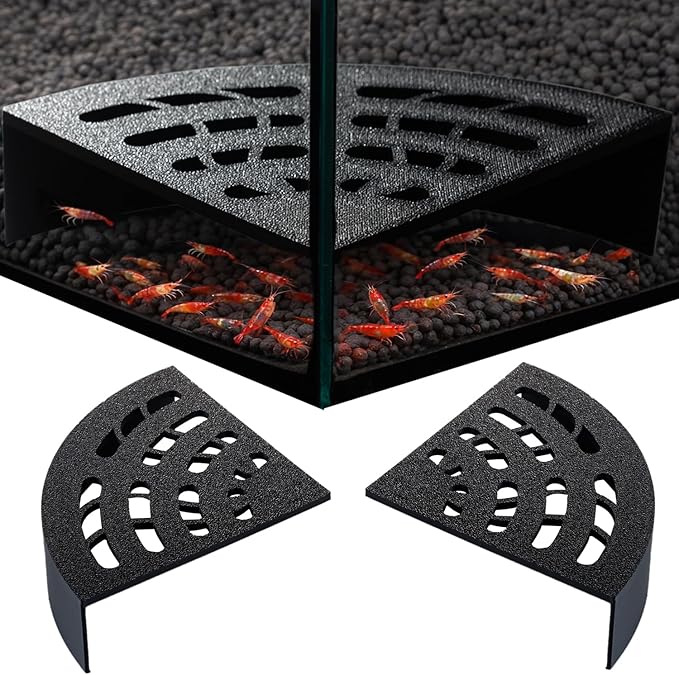 Shrimp Cave 2-Pack – Space-Saving Fan-Shaped Aquarium Cave Decor with 180° Wide-View Design, Compact Fish Tank Accessories for Cherry/Dwarf Shrimp (Black)