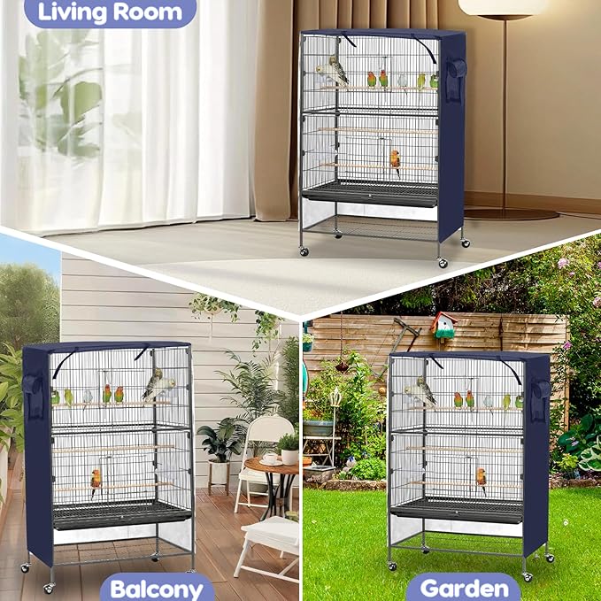 Bird Cage Cover, Large Birds Cage Covers for Night, Birds Cover for Cage with Adjustable Front Curtain, Blackout & Breathable Birdcage Covers for Parrot, Small Animals(Not Include Bird Cage)
