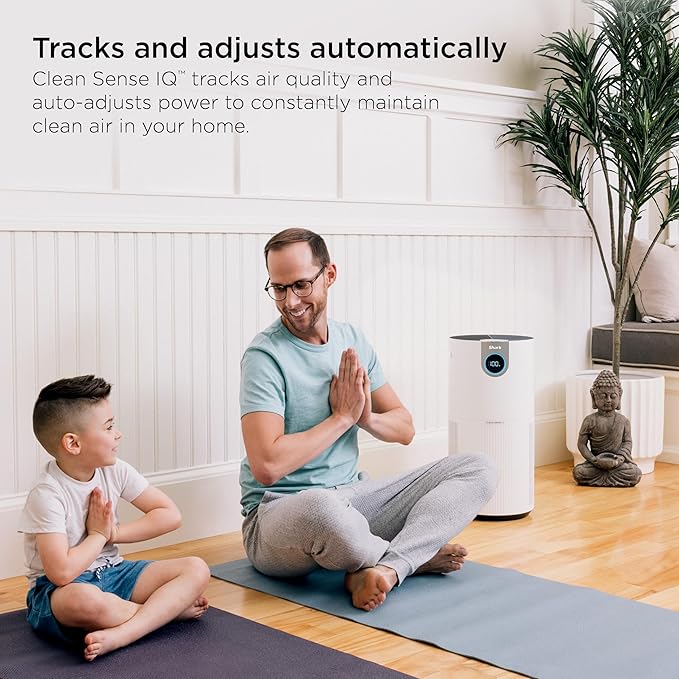 Shark HP232 Clean Sense Air Purifier MAX with Odor Neutralizer Technology, Allergies, HEPA Filter, 1200 Sq Ft, XL Room, Whole Home, Captures 99.98% of Particles, Allergens, Smells & More, Grey