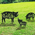 Pig Metal Garden Stakes Yard Decor, 3PCS Pig and Butterfly Silhouette Outdoor Garden Decor for Yard Art, Patio, Outside, Lawn Ornaments