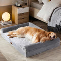 WNPETHOME Orthopedic Dog Beds for Large Dogs, Waterproof Memory Foam Large Dog Bed with Sides, Non-Slip Bottom and Egg-Crate Foam Big Pet Couch Bed with Washable Removable Cover, Grey