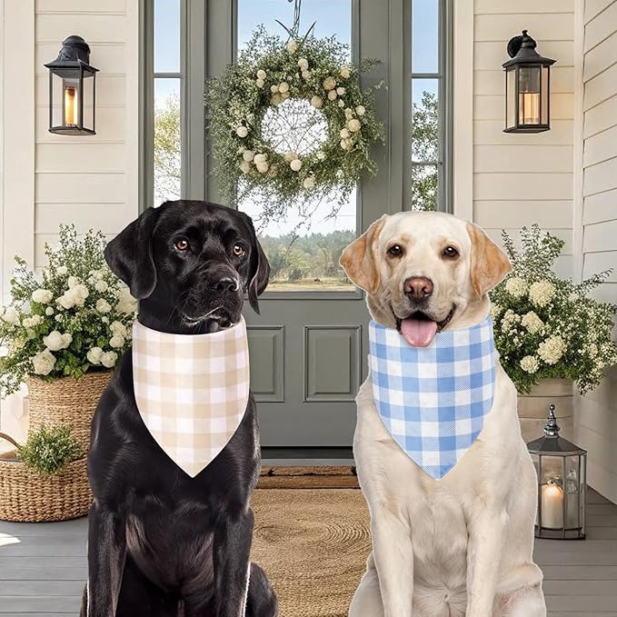Spring Dog Bandanas Small 2PCS, 4 Pattern Summer Floral Scarf for Boy and Girl, Triangle Reversible Bibs Breed for Puppy Pets