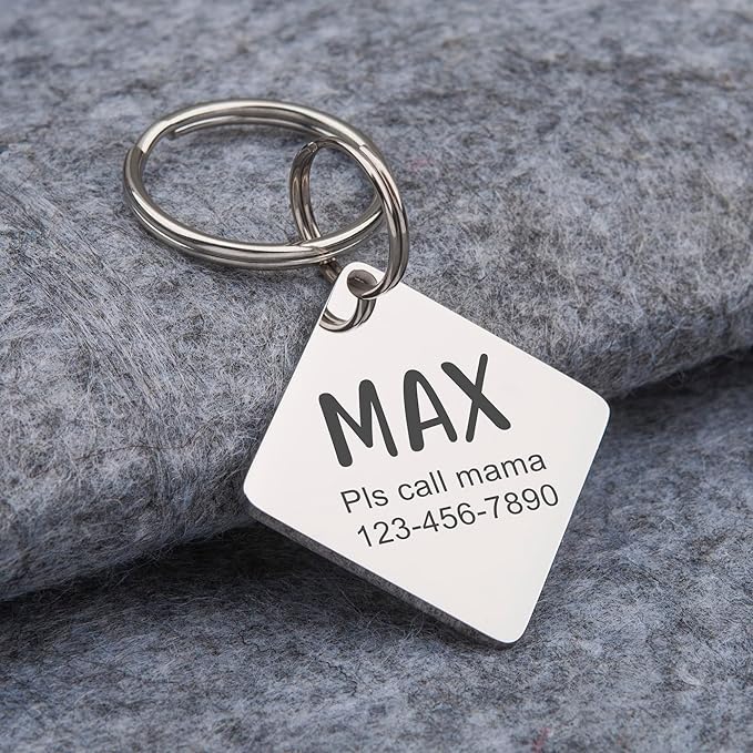 Anavia Personalized Pet ID Tags, Stainless Steel Glossy Laser Engraved Dog Cat Collar Name Tags, Multiple Colors Shapes Sizes (Diamond, Regular)
