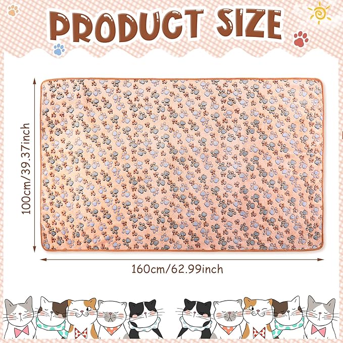 Tatuo 4 Pcs Dog Blanket for Pet Cat Blankets Indoor Puppy Teething Stuff Toys Paw Print Fleece Soft Blanket Sleep Mat for Guinea Pig Cage(White, Coffee, Pink, Purple,XX-Large(40 x 63 Inch),Square)