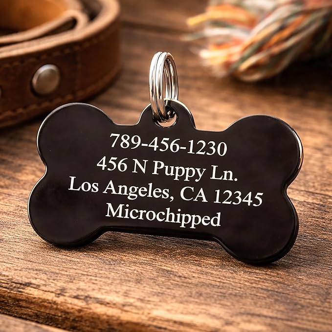 Ultra Joys Stainless Steel Pet ID Tag Dog Name Tags Personalized Front and Back Engraving, Customized Dog Tags and Cat Tags, Optional Engraved on Both Sides, Custom Your Own, Large