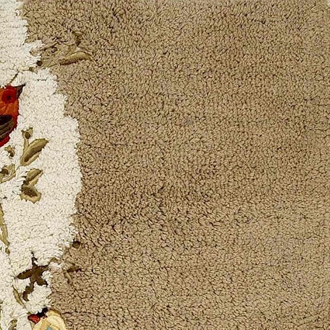 Avanti Linens - Bath Mat, Soft & Absorbent Cotton Rug, Nature Inspired Bathroom Decor (Gilded Birds Collection, 24" x 60")