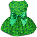 St. Patrick's Day Dog Dress, Green Shamrock Clover Puppy Skirt with Bowknot, Soft Breathable Pet Clothes for Small Medium Dogs & Cats, Cute Irish Holiday Outfit Apparel & Costume