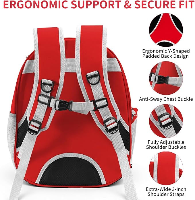 Cat Backpack Carrier, Back Expandable Pet Backpack with Bubble Window, Airline Approved Pet Travel Bag for Small/Medium Cats & Puppies, Hiking, Camping, Outdoor Use (Red)
