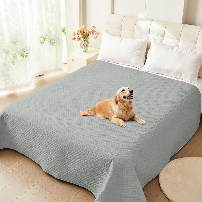 hyha Waterproof Dog Blanket, Soft Dog Bed Cover Pet Blankets, Waterproof Sofa Couch Cover for Dogs Washable, Reversible Pet Couch Covers for Sofa Furniture (82x102 Inch, Grey/Beige)