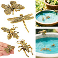 Moxweyeni 4 Pcs Mini Bird Bath Copper Ornaments Bird Bath Purification Disk Birdbath Cleaner Single 1 oz Weight Universal Fit for Outdoor Birdbaths, Bowl(Butterfly, Cricket, Bee, Dragonfly)