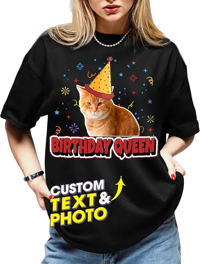 H-DEWALL Custom Shirts Custom Bootleg Rap Shirt for Him Custom Face Shirt with Photo Pet Custom Tees Gift for Dog Cat Lover