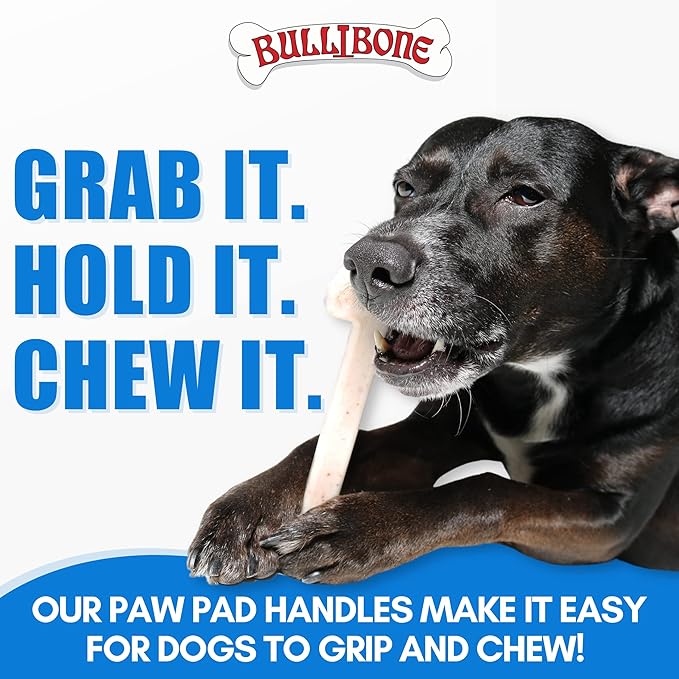 Bullibone Nylon Dog Chew Toy for Aggressive Chewers - Dental Hygiene Bone with Bacon Flavor, Durable Tough Chew Toys for Extra Large Dogs, Indestructible Dog Bone - 3 Pack
