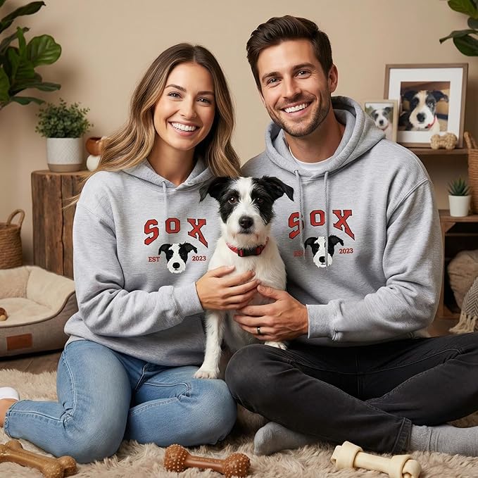 COUPLEHOODIES Custom Dog Portrait Sweatshirt from Photo – Personalized Pet Memorial Gift for Dog Moms, Cat Lovers or Pet Loss