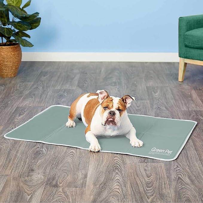 The Green Pet Shop Cool Pet Pad - Extra Large, Sage Grey - Self-Cooling, Pressure Activated Mat for Dogs & Cats from 80+ lbs - Non-Toxic Gel, No Water Needed