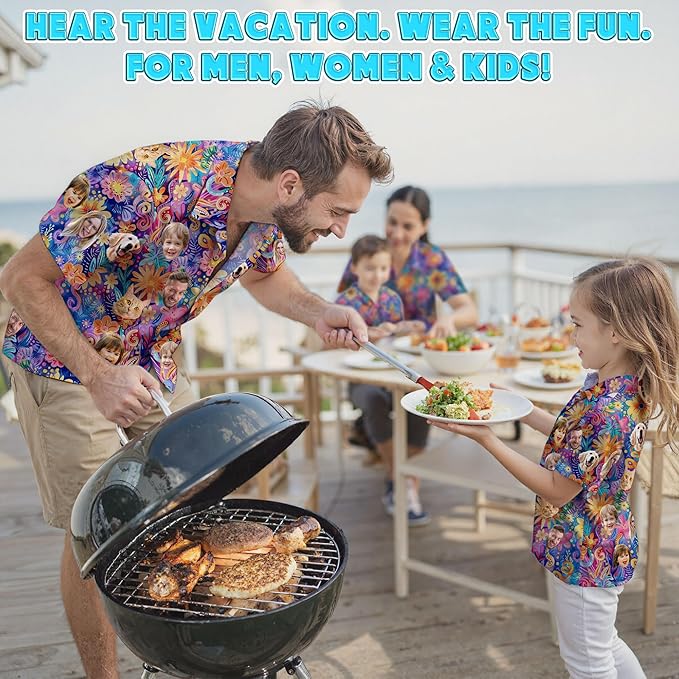 Custom Hawaiian Shirt with Face Photo Picture for Men Women Kids Youth Adult, Tropical Personalized Hawaiian Shirts Gift