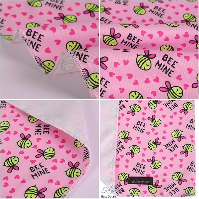 ARING PET Bee Dog Bandanas, Spring Yellow Pink Bees Pet Bandana Scarf Triangle Bibs for Puppy Small Medium Large Boy Girl Dogs Cats-L