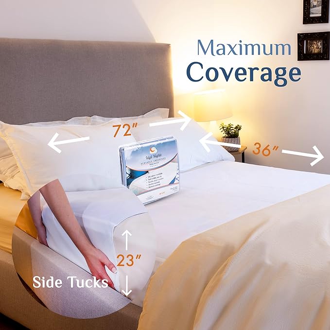 Washable Incontinence Bed Pad 36" x 72" – Soft, Absorbent & Waterproof Mattress Protector with Tuck-in Sides – Large King Size Reusable Pads for Kids, Adults, Seniors & Pets