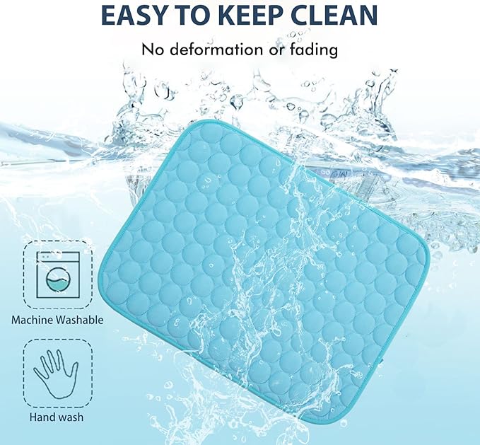 MICROCOSMOS Summer Cooling Mat & Sleeping Pad- Water Absorption Top, Materials Safe, Easy Carry, EZ Clean. Keep Cooling for Pets, Kids and Adults.(Blue, 48" x24")