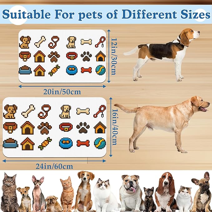 Dog Fun Pet Feeding Mat–Christmas Stocking Quick Dry Absorbent Dog Cat Food Mat, Non Slip Waterproof Bowl Placemat for Messy Eaters, Pet Accessories for Floors 16"x24"