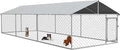 PawHut Outdoor Dog Kennel, Heavy Duty Dog Run Outdoor Fence with Waterproof Cover, Galvanized Chain Link, Secure Lock, for Large Sized Breeds, Chickens, Ducks, 20' x 7.5' x 5'
