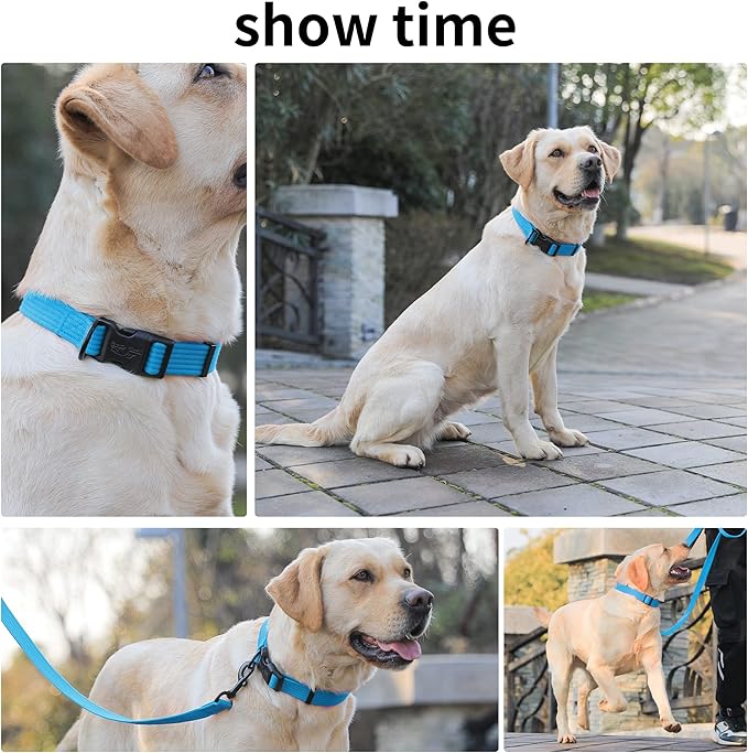 lynxking Dog Collar Soft Padded Breathable Cotton Solid Color Strong Adjustable Pet Collar for Little Puppy