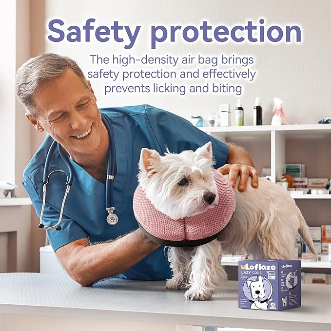 Soft Inflatable Dog Cone Collar - Medium/Large/Small, Cat Size - Dog Neck Donut, E Collar Alternative for Recovery