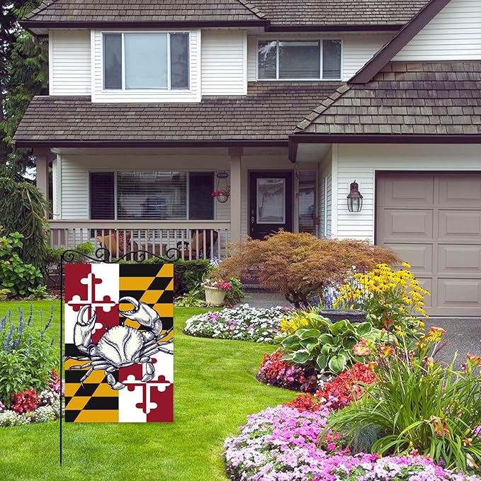 Maryland Summer Garden Flag,Maryland State Crab Flag, Crabs Nautical Garden Flags For Outside Outdoor Holiday Yard Flag Lawn Banner.12x18 Inch