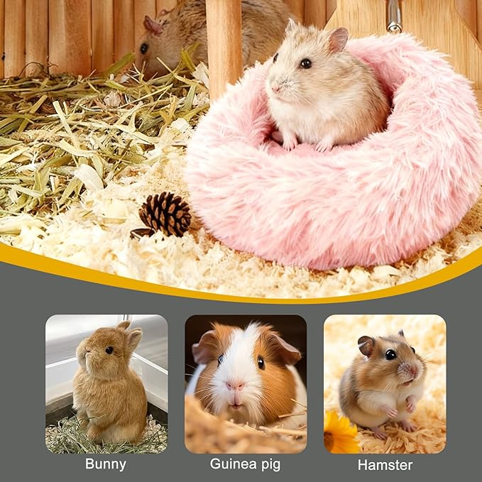 Guinea Pigs Bed Small Animal Bedding Donut-Shaped Burrowing Pet Bed Soft and Warm Hideaway with Spandex and Fleece Bottoms Cozy Carrier, Cage Accessories