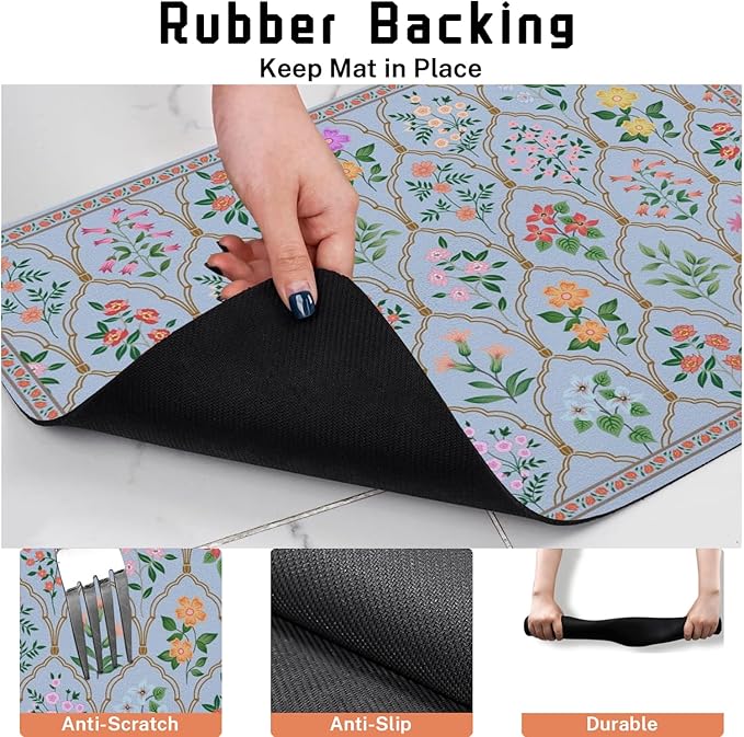 Absorbent Pet Dog Bowl Mat for Food and Water, Pet Cat Food Feeding Mat with Non Slip Rubber Backing, Dog Food Mats for Floors Waterproof, 12"x20"