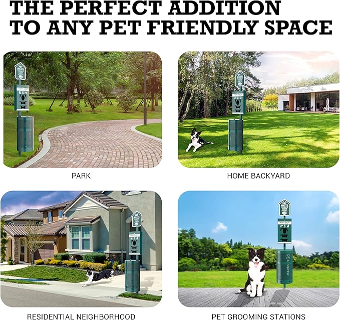 ALAGPRO® Pet Waste Station Outdoor Dog Waste Station with Hand Sanitizer Bottle, Commercial Dog Poop Station with Free 400 Roll, 200 Pull Waste Bags & 50 Can Liners for Backyard, Park & HOA's
