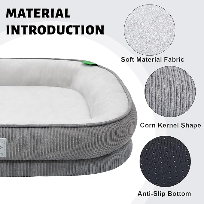 Orthopedic Small Dog Bed,Dog Sofa with Egg Crate Foam Couch Bed with Four-Sided Bolster, Removable Cover & Non-Slip Bottom Grey S