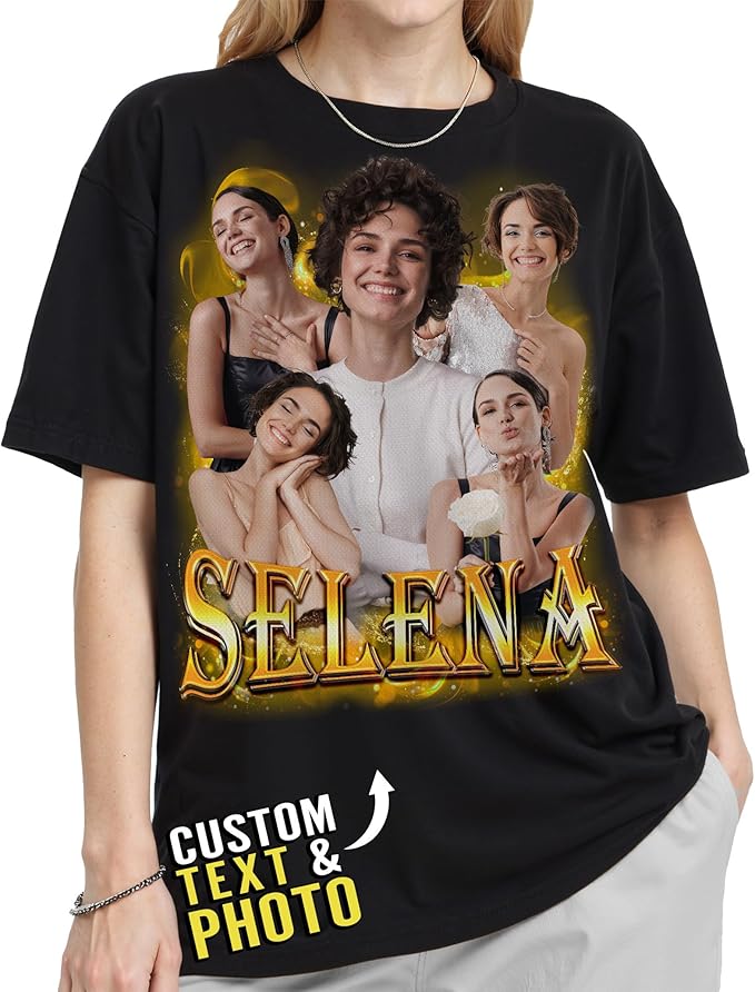 Custom Bootleg Rap Shirt with Photo Text, Vintage Custom Picture Shirt for Girlfriend, Boyfriend, Dad, Mom, Pet Lover Friend