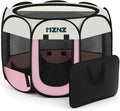Dog Cat Playpen, Portable Puppy Pet Crate Indoor for Small Dogs Cats Rabbits, Foldable Dog Cage Enclosure for Outdoor, Pop Up Dogs Tent Kennel with Carrying Case, Pink