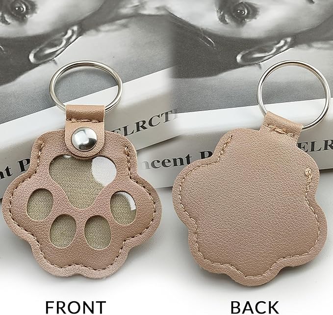 Dog Hair Keychain, Leather Pet Hair Collector Keychains, Pet Fur Keepsake Gift, Paw Charm for Collecting Cat Dogs Fur