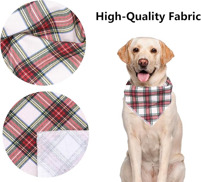 ARING PET Christmas Dog Bandanas, Red Green White Plaid Kerchief Triangle Bibs Scarf for Puppy Small Medium Large Boy Girl Dogs Cats-S