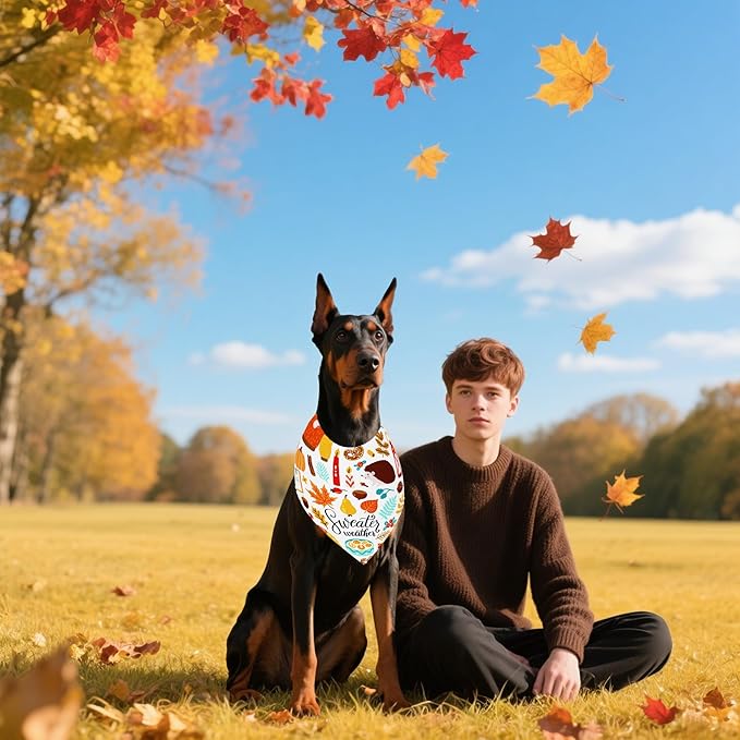 30 Pack Fall Dog Bandanas Bulk for Large Dogs 33 Inch XL Stitch Edge Dog Bandanas Adjustable Autumn Scarves Grooming L