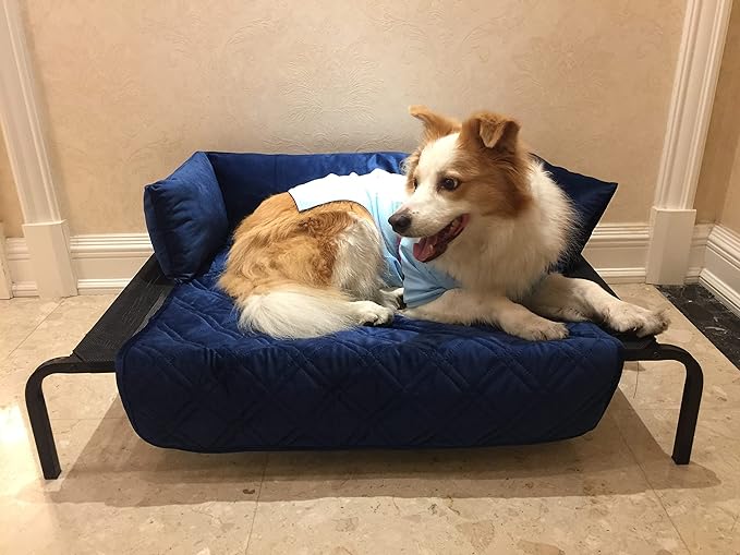 Brilliant Sunshine Premium Calming Dog Bed Mat, Silky Velvet, Removable Washable Cover, Cushion Protector and Couch Covers for Dogs, Pets, Cats, Medium, Dark Blue