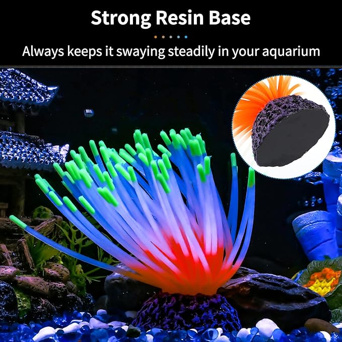 Uniclife Aquarium Imitative Green Sea Urchin Ball Artificial Silicone Ornament with Glowing Effect for Fish Tank Landscape Decoration