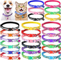 Yunsailing 24 Pcs Cat Collars with Bells for Litter Cat Puppy Soft Nylon Whelping Adjustable Reflective Kitten Collars for Newborn Pets Dogs Kitten, Assorted Colors