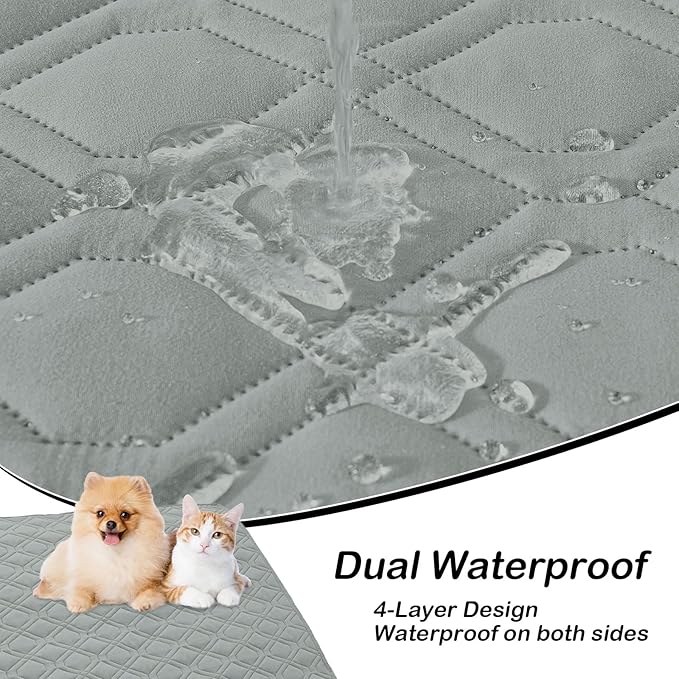 hyha Waterproof Dog Bed Blanket, Soft Pet Blankets, Waterproof Couch Cover for Dogs, Reversible Sofa Covers Washable for Furniture (82x82 Inch, Grey/Dark Grey)