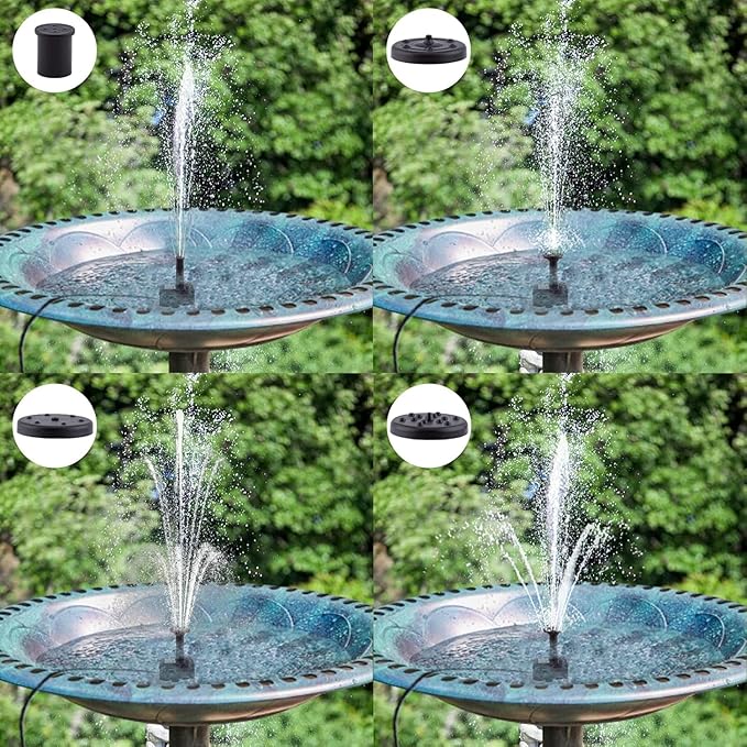 Solar Fountain Pump for Bird Bath, with Separate Solar Panel, 2 W Upgraded Solar Water Pump with 3 M Long Cable & 4 Nozzles for Bird Bath, Outdoor Pond, Patio Garden and Fish Tank (Black)