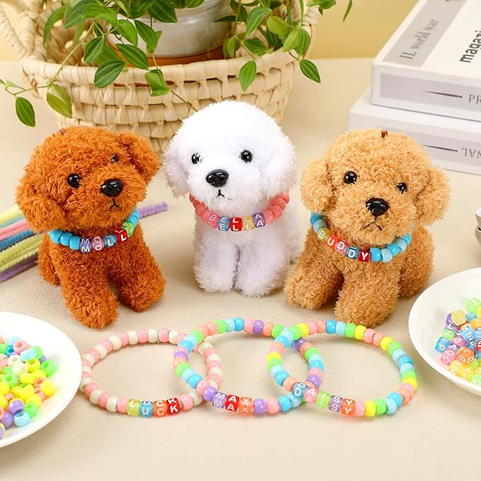 1050 Pcs Adopt a Puppy Pet Party Favors Puppy Adoption Party Supplies Make Your Own Dog Collar Necklace Kit with Beads for Pet Birthday DIY Craft(Without Dog) (Pastel Color)