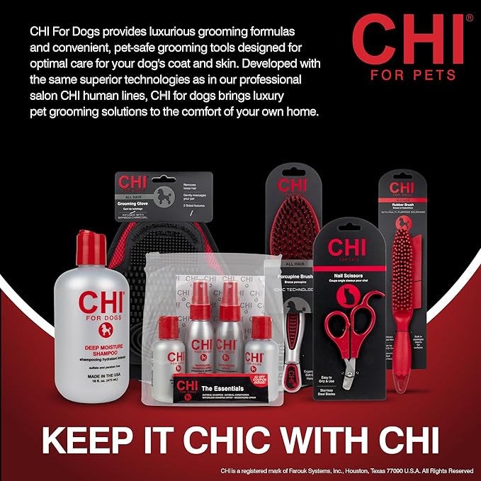 CHI for Dogs Dematting and Deshedding Undercoat Rake, Dog Grooming Tool for Long Hair and Double Coats, Rounded Blade Teeth Help Remove Mats and Loose Undercoat, Detangling Rake for Shedding Control
