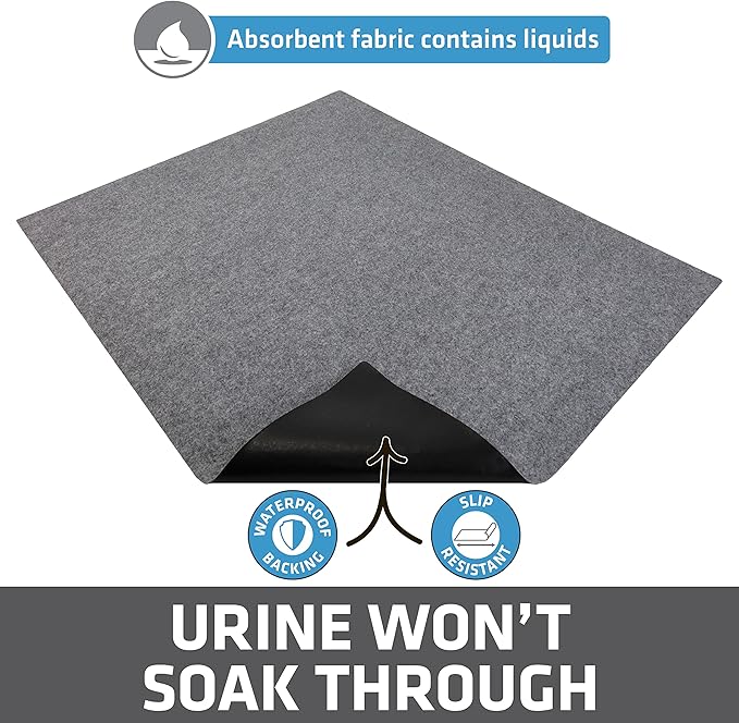Drymate Cat Litter Box Mat, Litter Trapping Mat, Waterproof, Urine-Proof, Absorbent, Machine Washable, Soft on Paws, Contains Mess, Protects Floors, Kitten Supplies, Light Grey, 29x36 XL