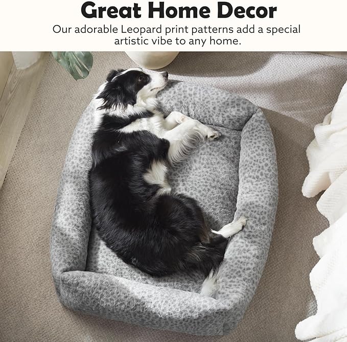 JOEJOY Dog Bed Medium Size Dog, Removable Washable Cover Orthopedic Soft Faux Rabbit Fur Pet Bed, Cute Calming Puppy Bed with Non Skid Bottom