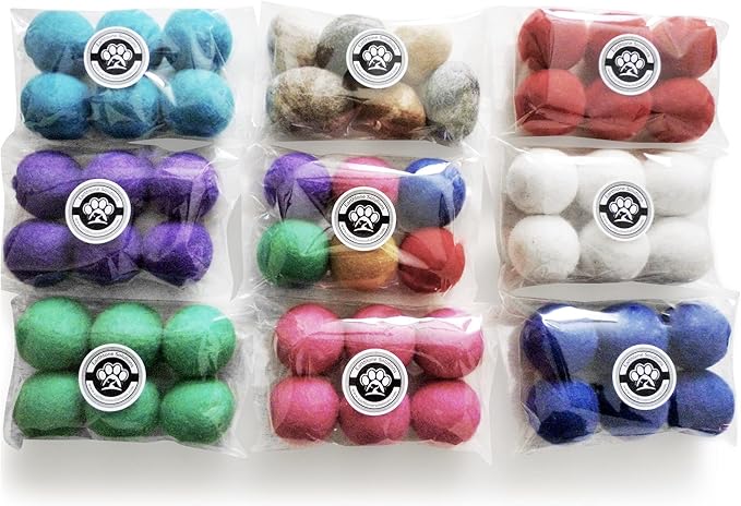 Wool Cat Toys - Felt Cat Toy Balls for Small Pet Fetch and Play - Eco Friendly Quiet Wool Ball Cat Toy for Cats and Kittens - Choose Your Colors (Green)