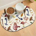 24''x16'' Absorbent Dog Food Mat, No Stains Quick Dry Pet Water Mat Protect Floor, Cat Dog Water Bowl Mat for Messy Drinkers, Non-Slip Rubber Base Pet Placemats for Food and Water, Mushroom