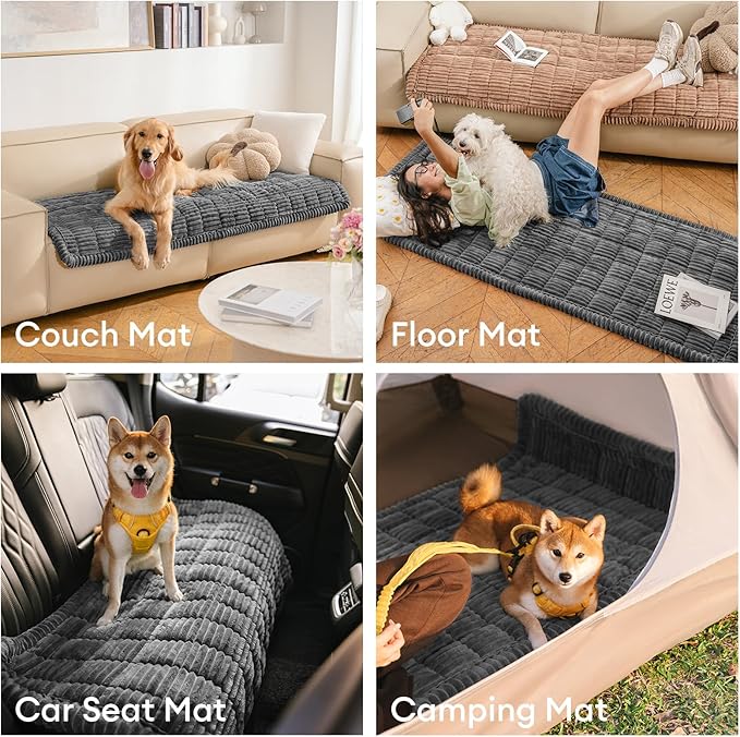 FUNNY FUZZY Pet Couch Covers for Sofa, Flannel Dog Couch Cover for Dogs Washable, Sofa Cover Furniture Protector Pet-Friendly Sofa Cover for Dogs & Kids (Dark Gray, 27.6"×70.9")