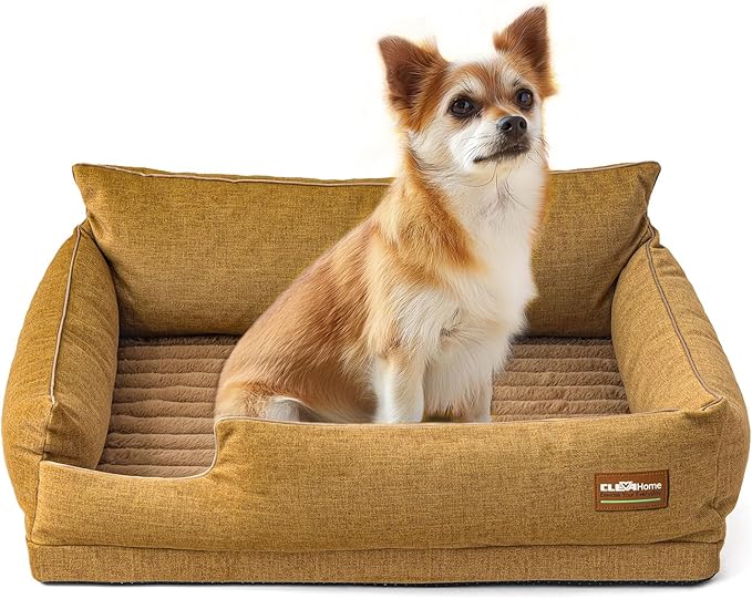 ClevaHome Comfort Orthopedic Dog Sofa Bed for Small Dogs and Cats – Water-Resistant, Washable Cover & Nonslip Bottom, Orthopedic Egg-Crate Foam Design