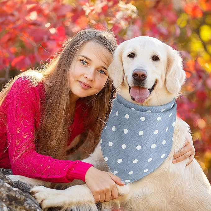 5 Pieces Dog Bandana Pet Summer Bandana Point Kerchief Dog Washable Scarf Soft Comfortable Daily Bib Adjustable Accessory for Pet(Green, Pink, Ginger, Khaki, Blue,Dot)